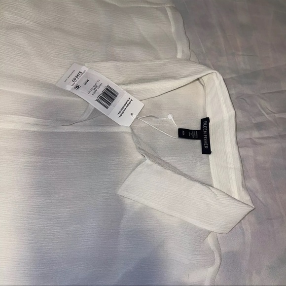 Eileen Fisher Bone Sheer  Open Front Silk Open  Long Jacket NWT - Picture 14 of 14